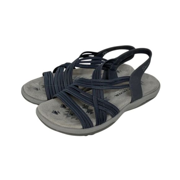 Skechers Women's Reggae Memory Foam Sandals Navy Blue Strappy Shoes Size 6 - Picture 1 of 7